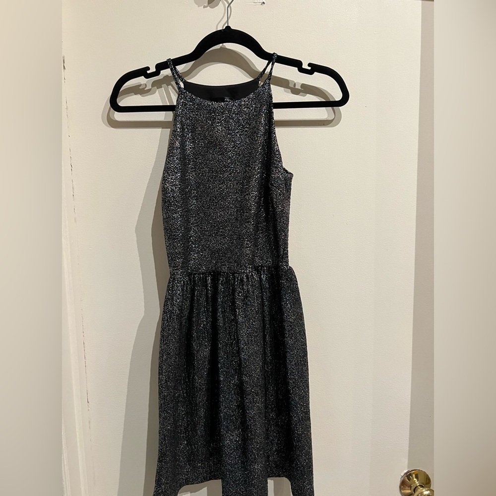 Aqua S Metallic Halter Dress